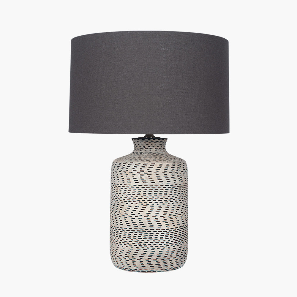Atouk Textured Natural & Black Stoneware Table Lamp - Base Only